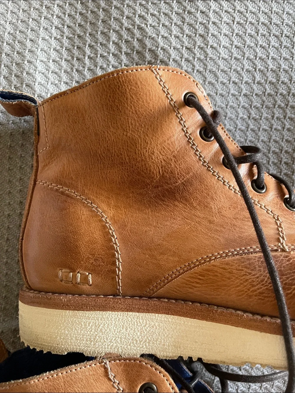 BED|STU Men's Tan Rustic leather Lincoln boots